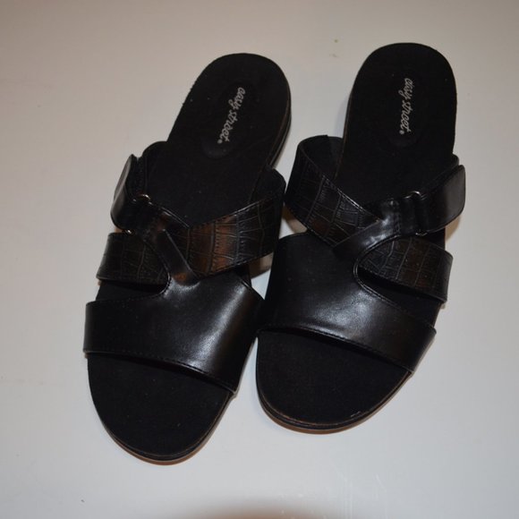 Easy Street (R) COMFORT WAVE TM Black Open Heels 1.5' Women Sandals 8M - Picture 2 of 5